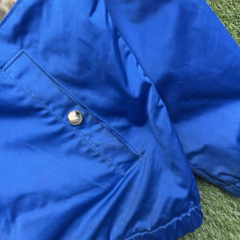 True Religion Bomber Jacket Mens Large Black Blue Suede Full Zip Chevron NWT